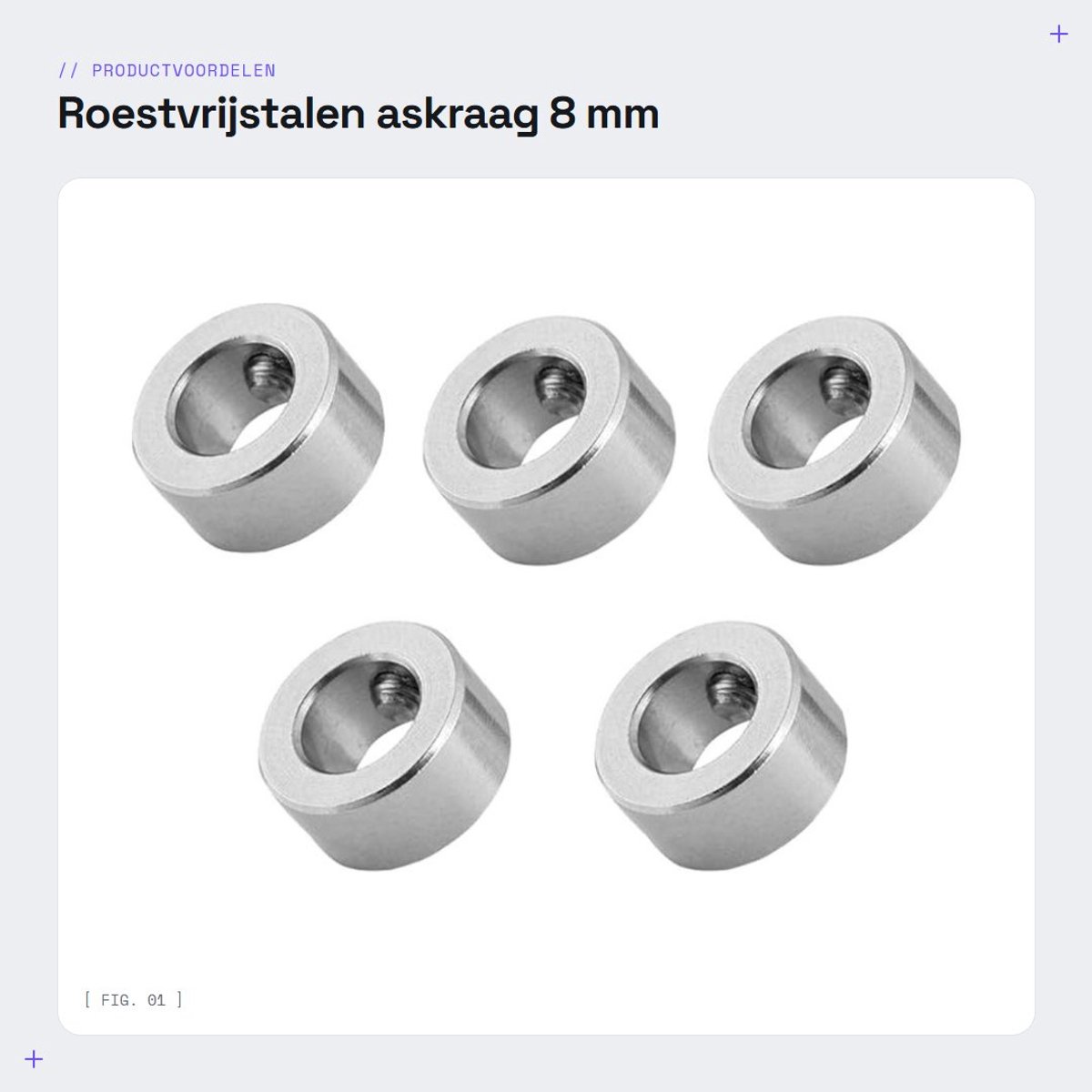 Dailygoods- Askraag 8 mm - Roestvrij staal - Schroefvergrendelingsring - 5 Stuks - Voor 3D-printer - Duurzaam materiaal - Voor lage axiale belastingen - Schroefkraag