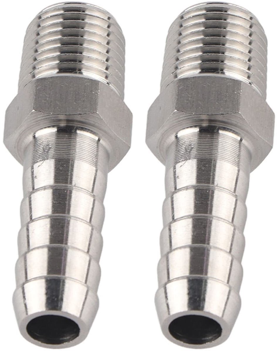 Dailygoods- Snelle Koppeling - Luchtkoppeling 1/4 - Roestvrij Staal 304 - Pneumatische Verbinding - 2 Stuks - Schokbestendig