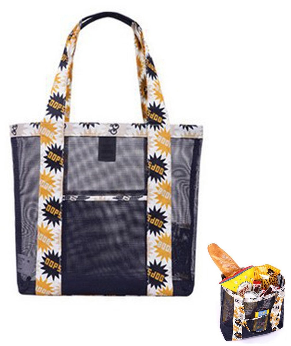 Dailygoods- Strandtas XXL Waterdicht - Strandtas met Rits - Rieten Strandtas - Opvouwbare Strandtas - Herbruikbare Schoudertas - Hoogwaardige Oxford Stof - Zomerhandtas