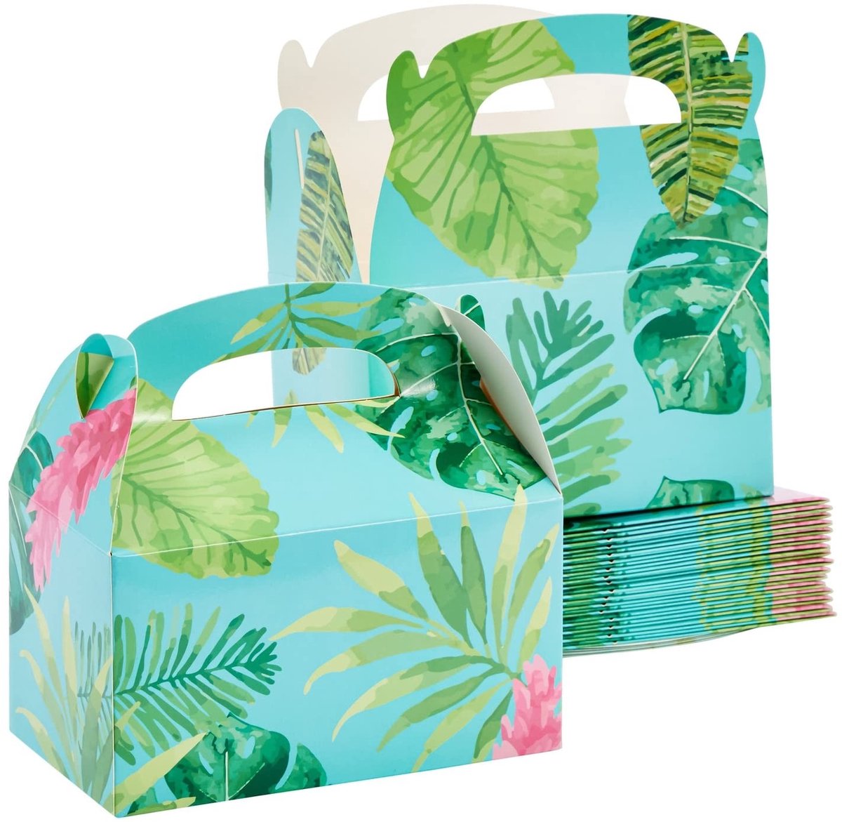 Dailygoods- Geschenkdoos Set 24 Stuks - Tropische Geschenkdozen - Cadeauverpakking Doosje - Geschenkdoos Karton - Geschenkdoos Klein - Verpakking voor Feestjes - Cadeaudoos