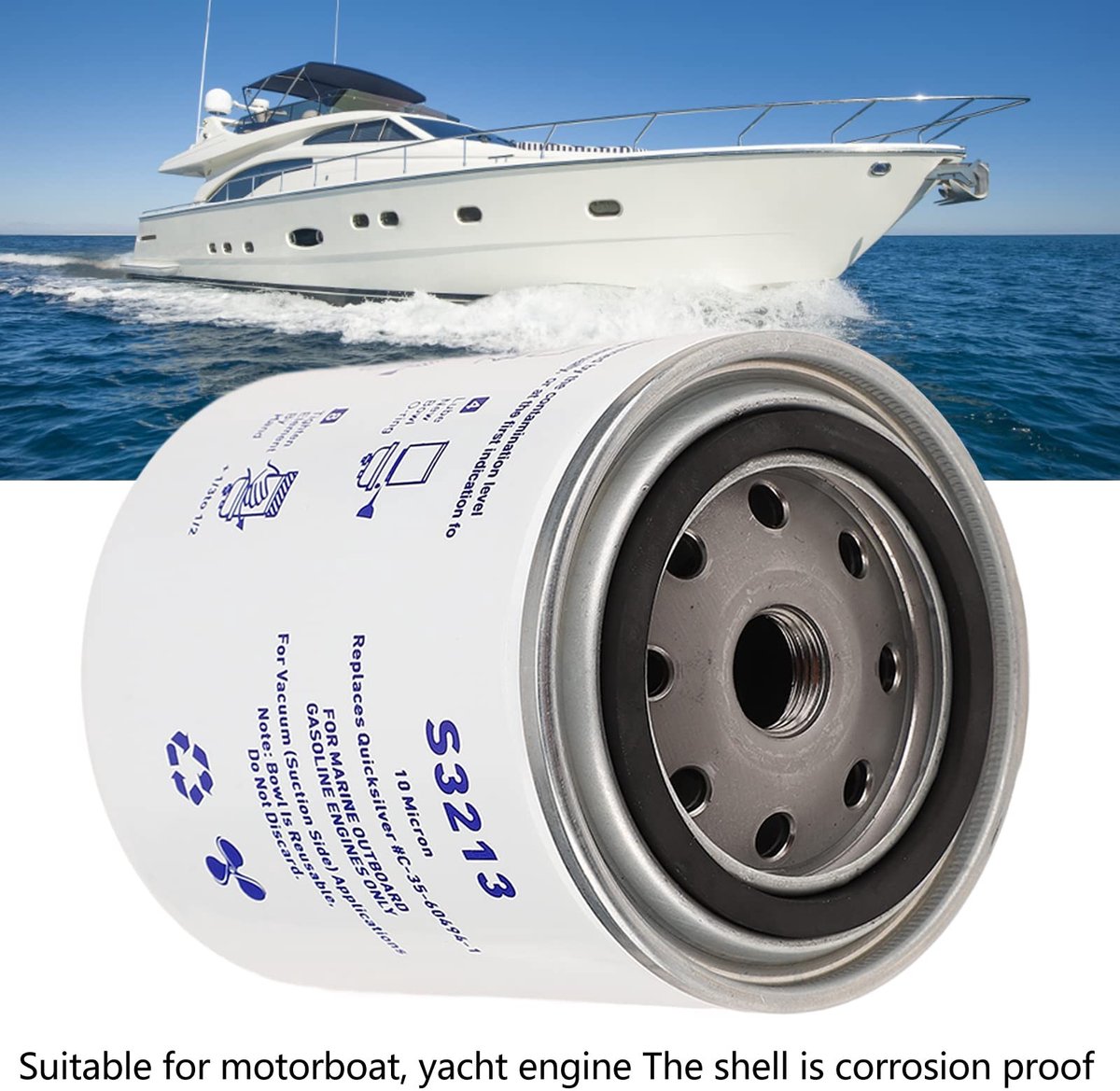 Dailygoods- Brandstoffilter Corrosiebestendig RVS - Brandstof/Water Separator - Vervangingsfilter - Afdichtingscomponenten - Duurzaam - Geschikt voor Motorboot/Yacht - Brandstofscheider