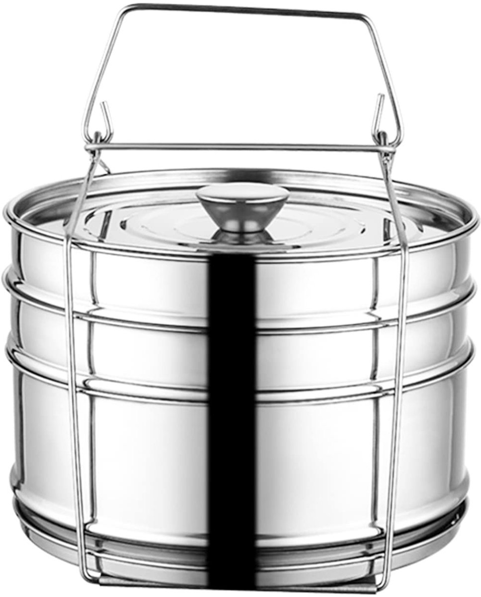 Dailygoods- Stoominzet Stapelbaar - Roestvrij Staal - 2 Lagen - Voedselstomer - Koken in Eén Pan - Duurzaam Materiaal - Stoompan