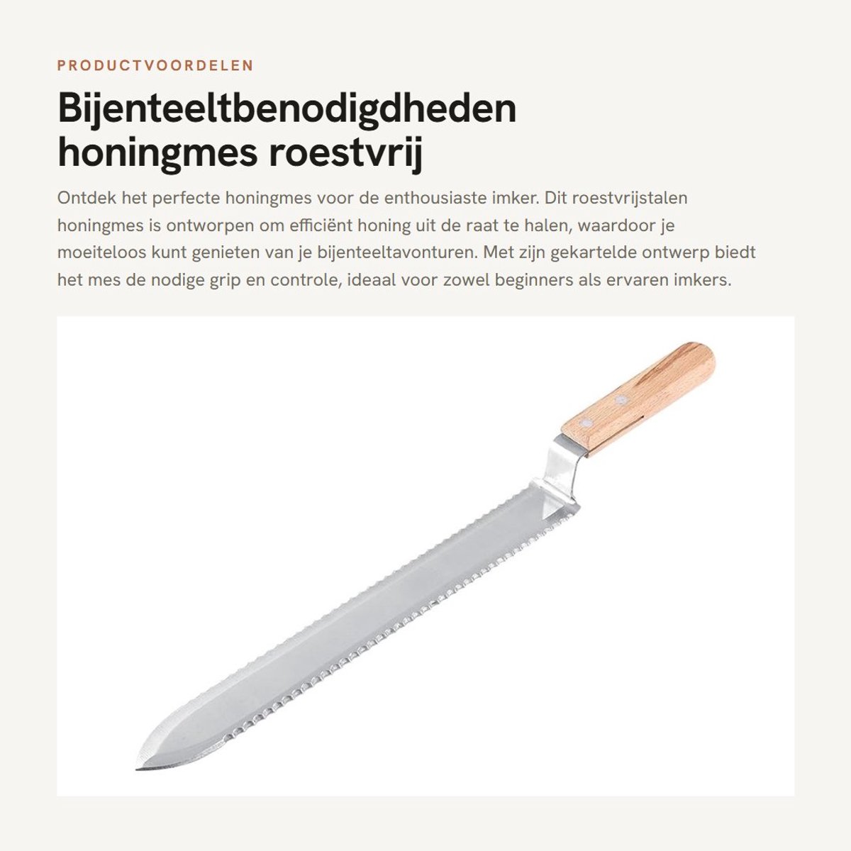 Dailygoods- Honingmes roestvrij staal - gekarteld ontwerp - bijenteelt benodigdheden - imker gereedschap - honing oogsten - duurzaam materiaal - Bijenteeltgereedschap