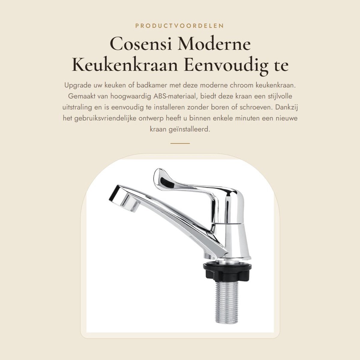 Dailygoods- Kraan Modern - ABS Chroom - Enkele Koudwaterkraan - Handgreep Opties - Eenvoudig te Installeren - Makkelijk te Reinigen - Keukenkranen