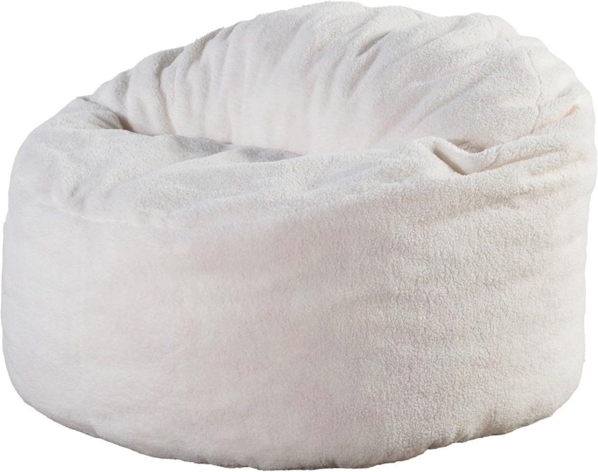Zitzak met Lus - Zetelzak Poef - Ontspannen Zitten - Zachte Terry Coating - 100 cm - Off-White