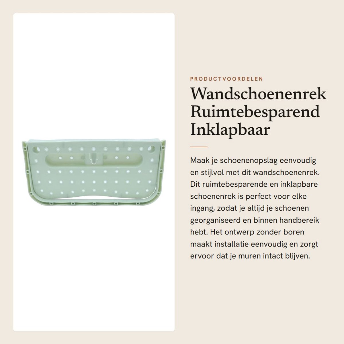 Dailygoods- Wandschoenenrek ruimtebesparend - Inklapbaar - Wand schoenenrek - 4 stuks - Kunststof - Afmetingen 28 x 14 x 2 cm - Schoenenhouder