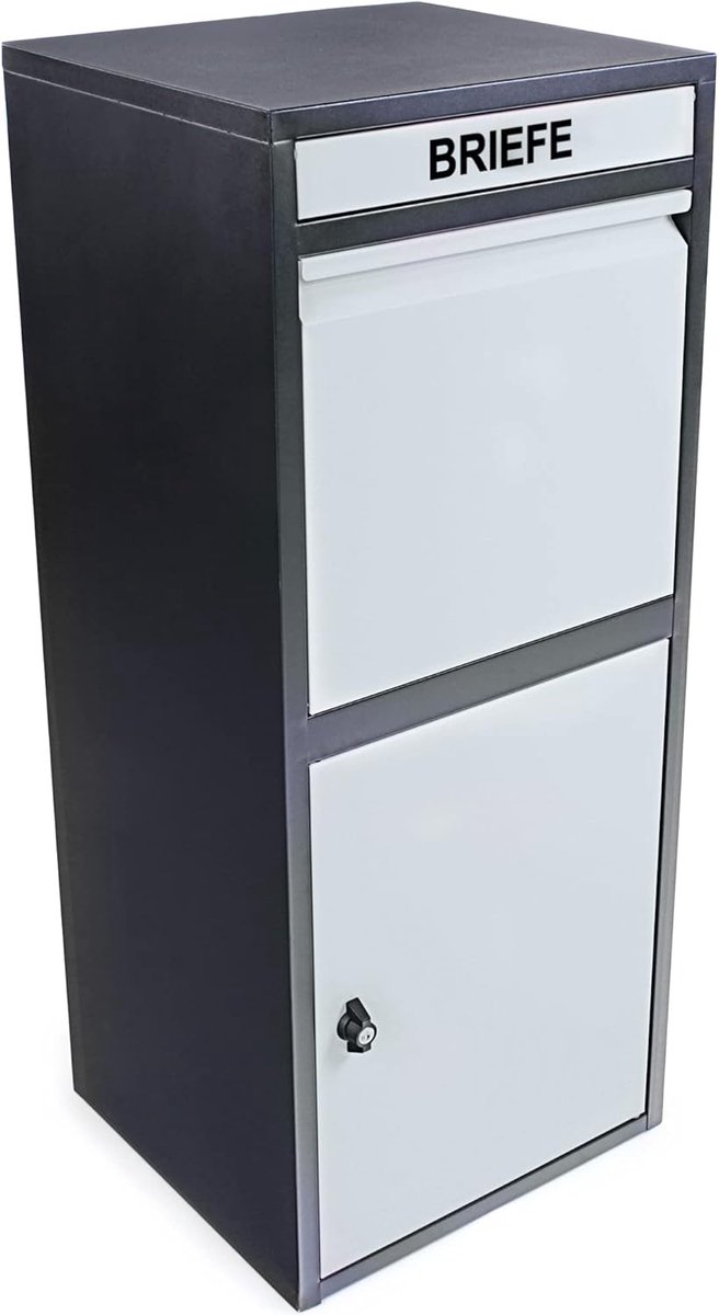 Pakketbox - Brievenbus Pakketten - Veilig Pakketten Ontvangen - Contactloos Inwerpen - 103 cm Hoog - Zwart Grijs