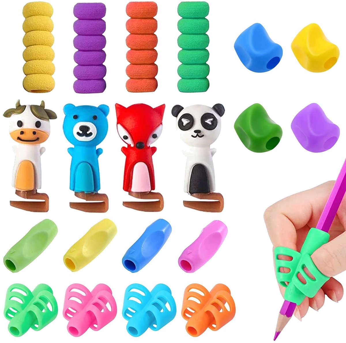 Dailygoods- Potloodgrepen 20 stuks - Zachte Siliconen - Schrijfgereedschap - Handwriting Corrector - Vingers Verlichten - Comfortabel en Duurzaam - Pennengrepen