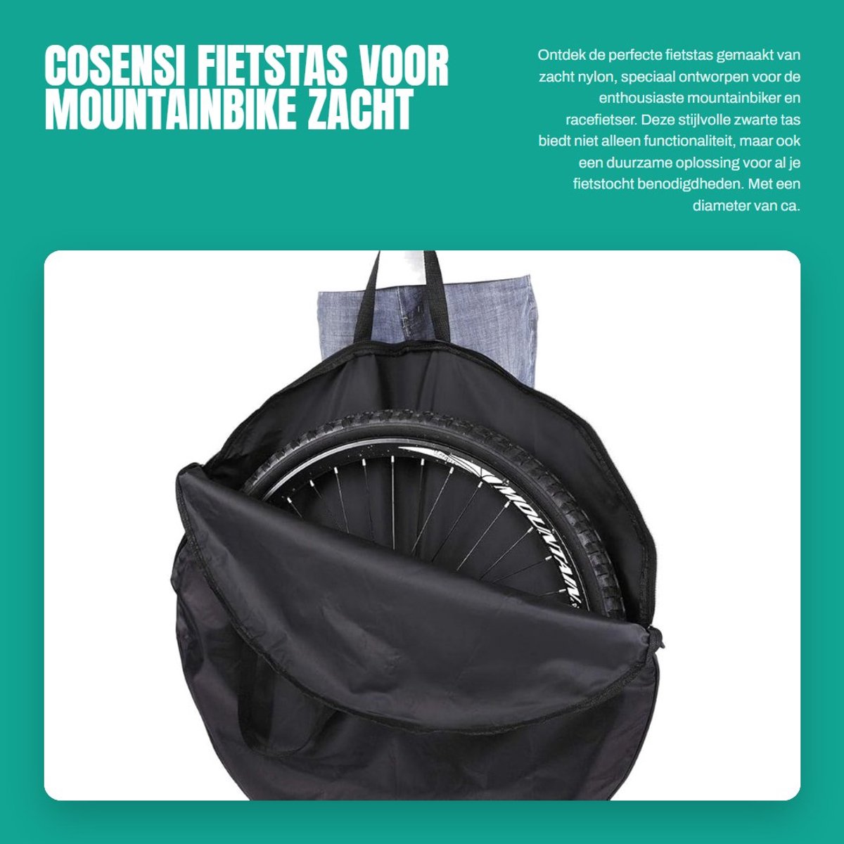 Dailygoods- Fietstas Gloednieuw - Nylon - Waterdicht - Voor Mountainbike/Racefiets - Voor- en Achterwielen - Lichtgewicht 530 g - Wielentas