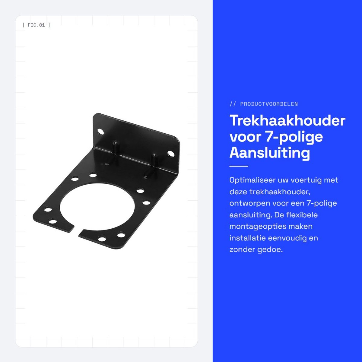 Dailygoods- Trekhaak Houder Eenvoudige Installatie - 7-polig - Metalen Standaard - Inclusief Schroeven/Moeren - Corrosiebestendig - Duurzaam Gebruik - Trekhaakaccessoire