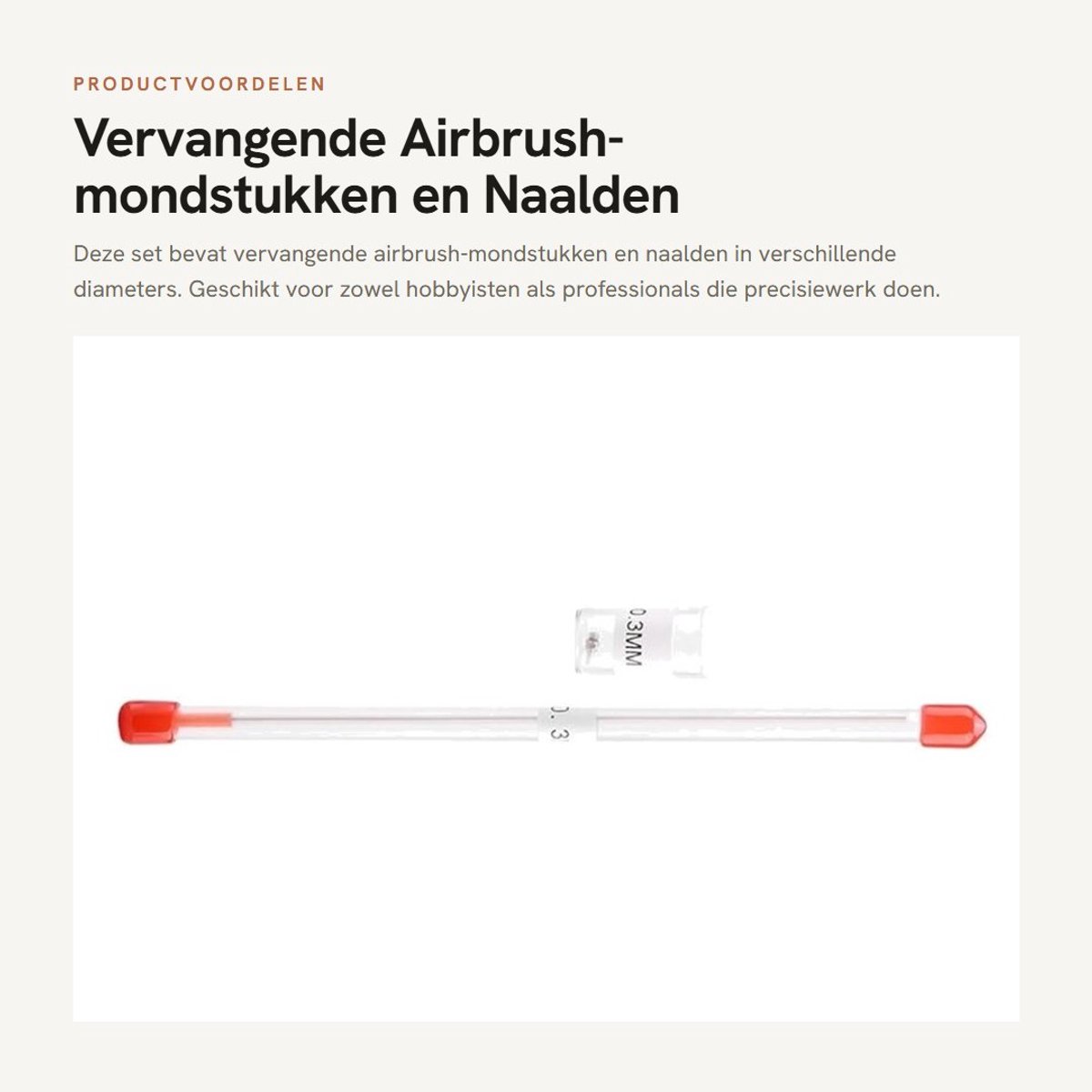 Dailygoods- Airbrush-mondstuk 0,3 mm - Airbrush-naald 0,2 mm/0,5 mm - Vervangende onderdelen - Koperen beplating - Roestvrij staal - Inclusief opslagcontainers