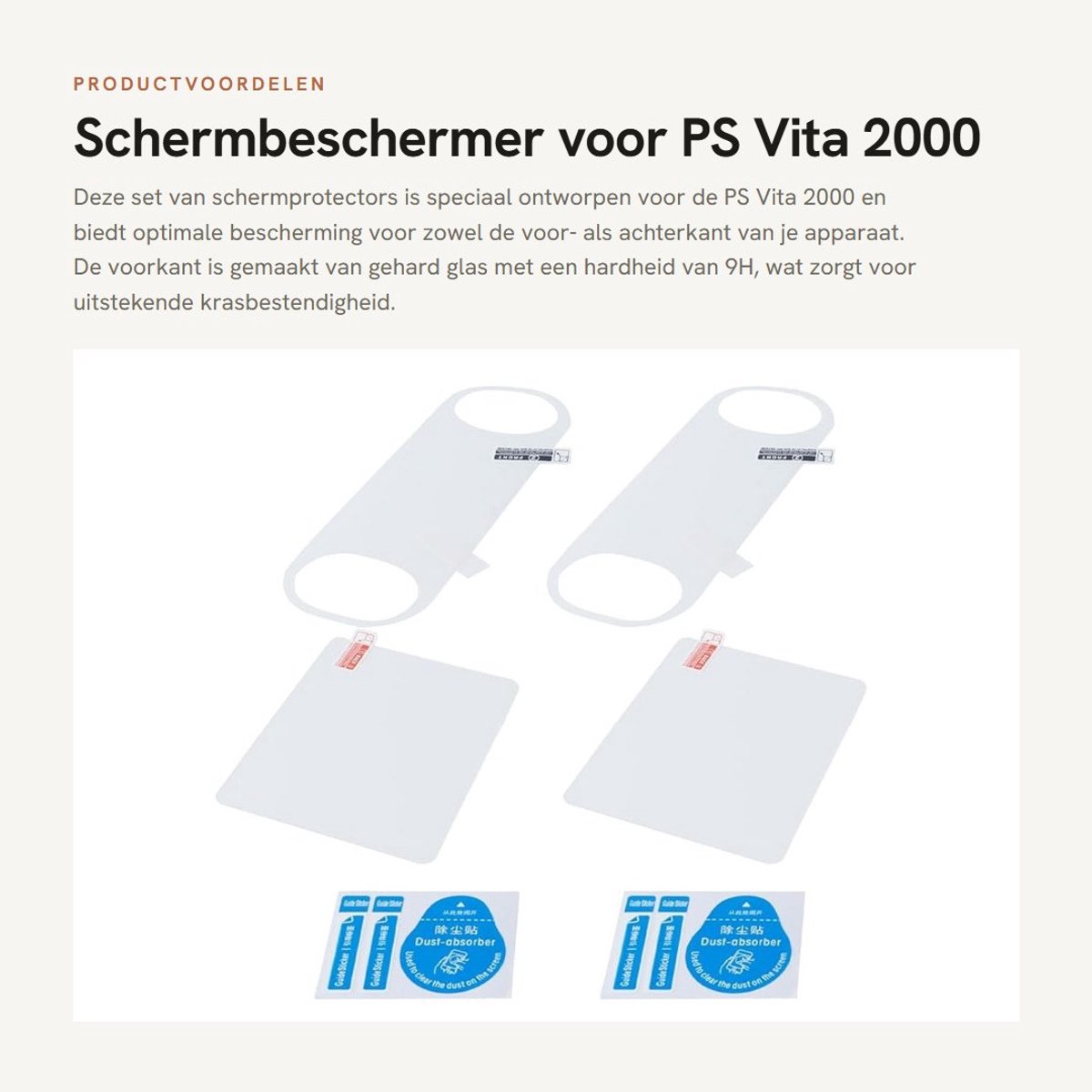Dailygoods- Schermbeschermer 9H gehard glas - Screenprotectorset - PS Vita 2000 - Achterfilm - Ultrahelder - Krasbestendig - Screenprotector