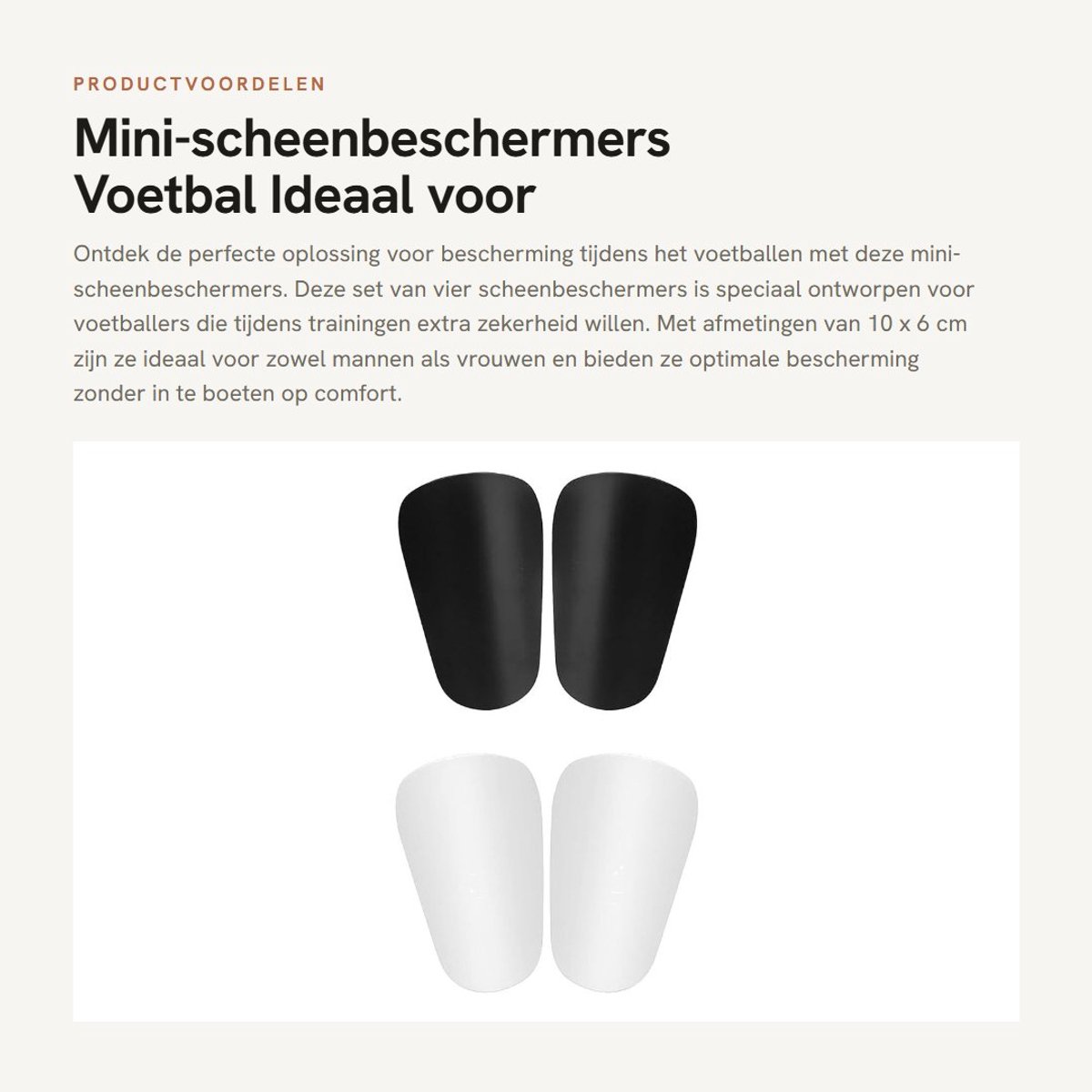 Dailygoods- Mini-scheenbeschermers 4 stuks - Trainingsaccessoires - 10 x 6 cm - Wit/Zwart - Voetbal - Bescherming
