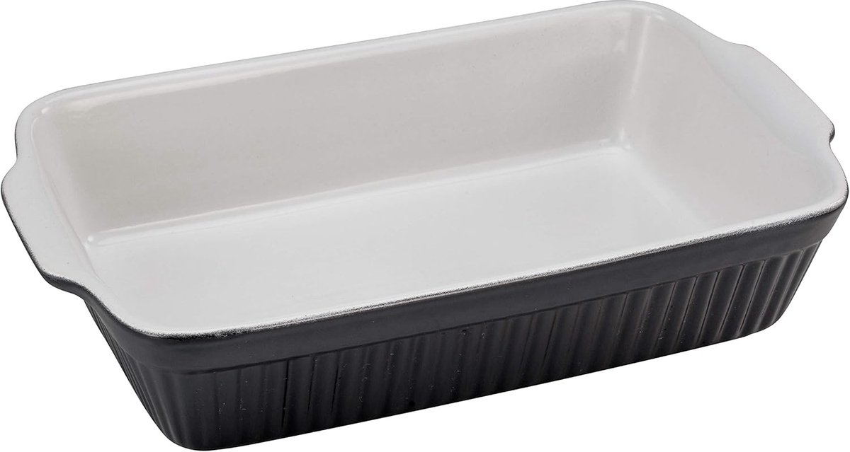 Ronde Ovenschaal Rechthoekig 33 cm Steengoed Zwart/Wit Vaatwasserbestendig