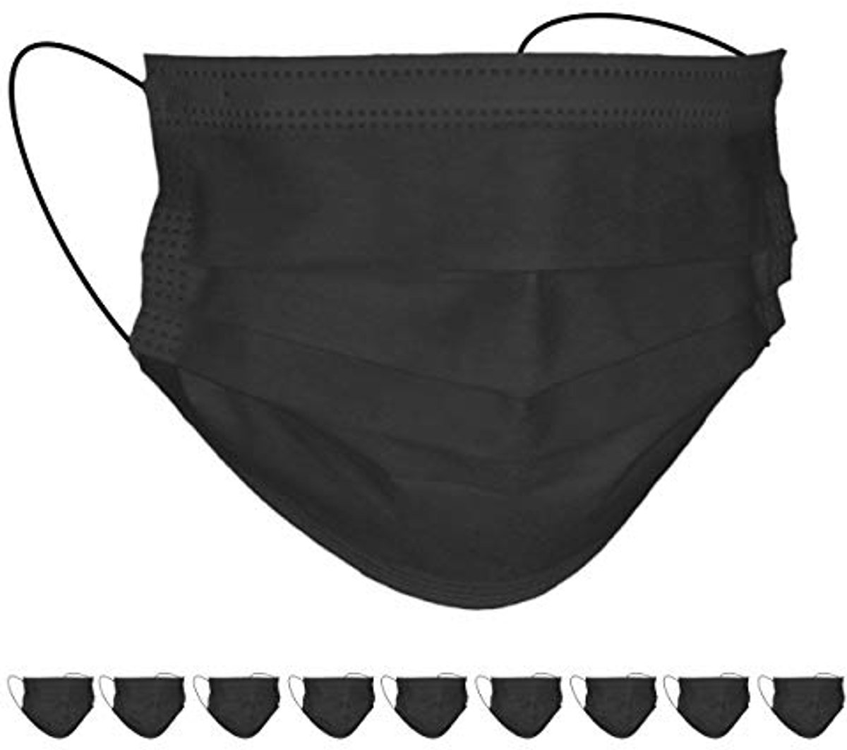 Wegwerp Mondkapjes - Stofmaskers - Dagelijks Gebruik - Met Metalen Neusbeugel - 10 Stuks - Zwart