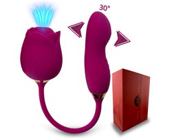 SlipperyHeights® Twila - 2 in 1 Luchtdruk Stotende Roos Vibrator - Clitoris Satisfy en G-Spot Stimulatie - Intense 20 Standen - Siliconen Sex Toy voor Vrouwen - Dildo - Fuchsia