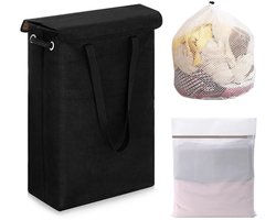 Dailygoods- Wasmand 45 Liter - Opvouwbaar - Met Deksel - Smal met Handvat - 2 Waszakken - Eenvoudig te Reinigen - Wasverzamelaar