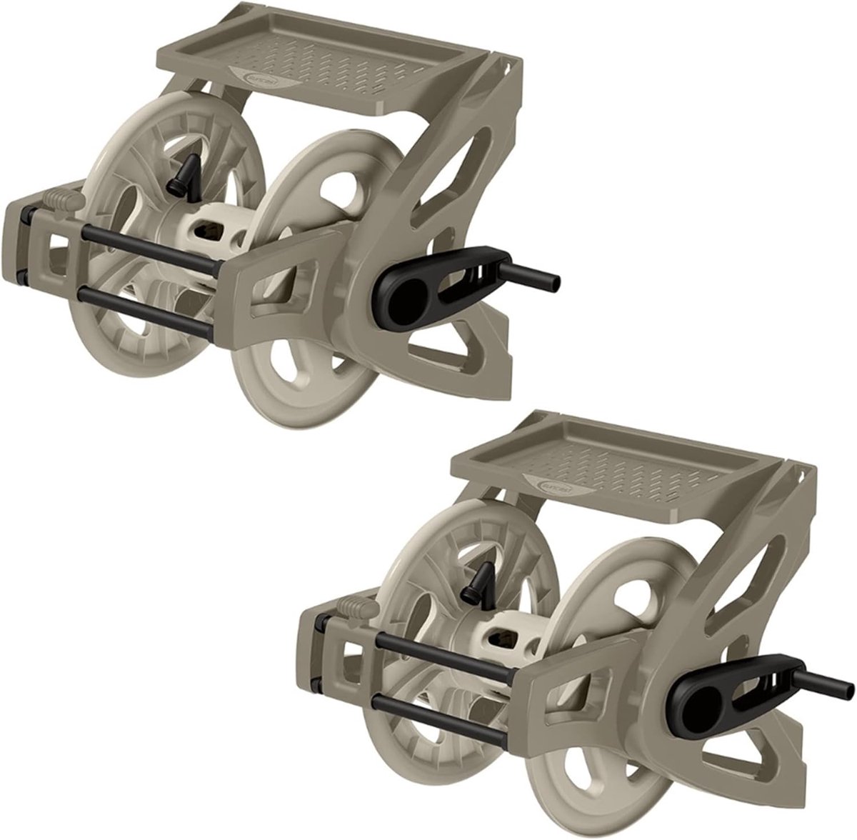 Slanghaspel Set - Wandmontage Haspel - Tuin Besproeien - Met Slanggeleider - 2 Stuks - Bruin