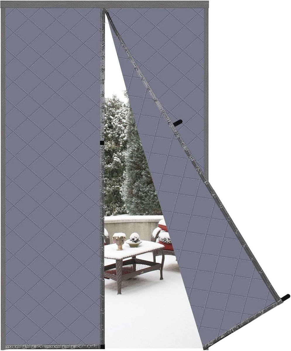Isolerende Deurhoes - Tochtvrij Magneetgordijn - Energie Besparen - Automatische Sluiting - 80 x 200 cm - Grijs