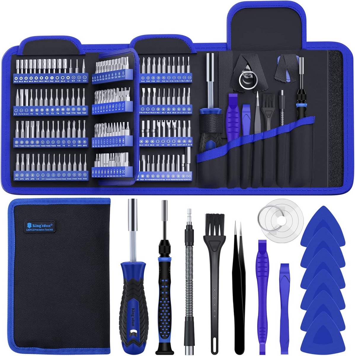Precisie Schroevendraaierset - Reparatieset Gereedschap - Elektronica Repareren - Magnetische Bits - 21 cm Set - Blauw