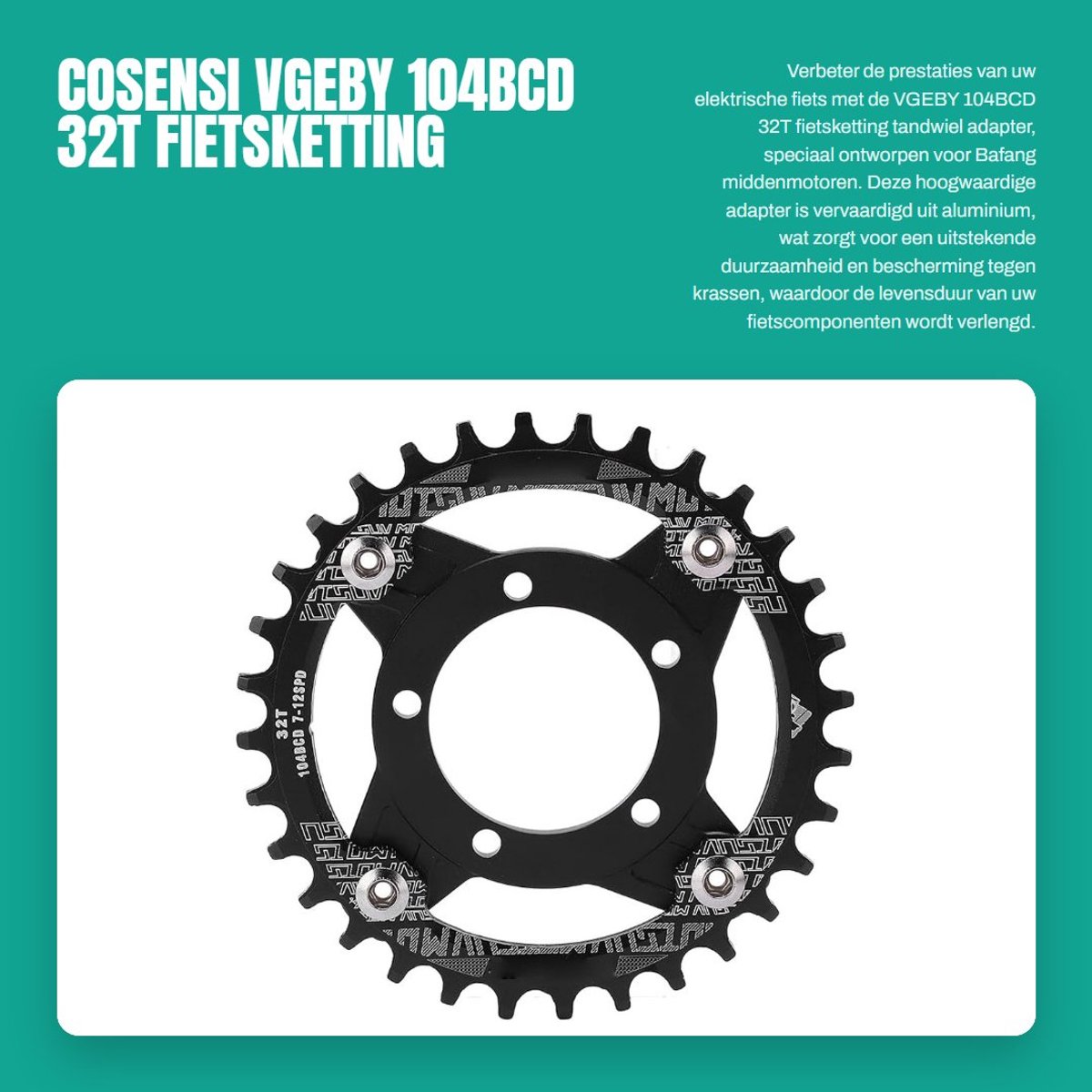 Dailygoods - 104BCD 32T Fietsketting Tandwiel Adapter voor Bafang Middenmotor