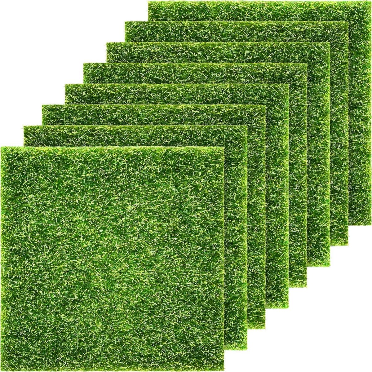 Dailygoods- Kunstgras 15 x 15 cm - Natuurgetrouwe Sprookjesachtige Kunstgras - Miniatuurornamenten - Poppenhuis - Handwerk - Verpakking van 8 Stuks - Miniatuurgras