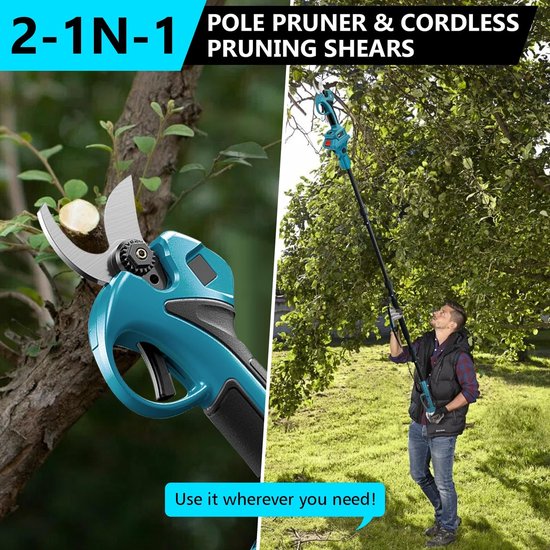 Elektrische snoeischaar voor takken tot 30 mm - telescopisch bereik tot 4,5 m - draadloos ontwerp van Merkloos	 — afbeelding 2