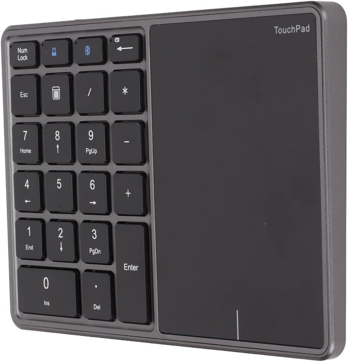 Nummerblok Met Touchpad - Cijferblok Draadloos - Efficiënter Werken - 2-in-1 Verbinding - 22 Toetsen - Ijzergrijs
