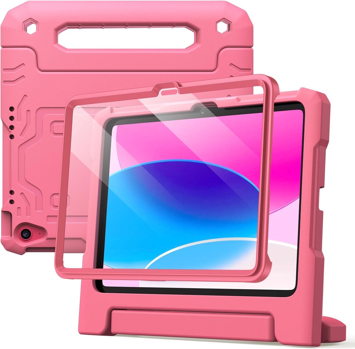 Kinderen Tablet Hoes - Kindvriendelijke Cover - Bescherming Onderweg - Schokbestendig Handvat Standaard - 11e/10e Generatie - Roze