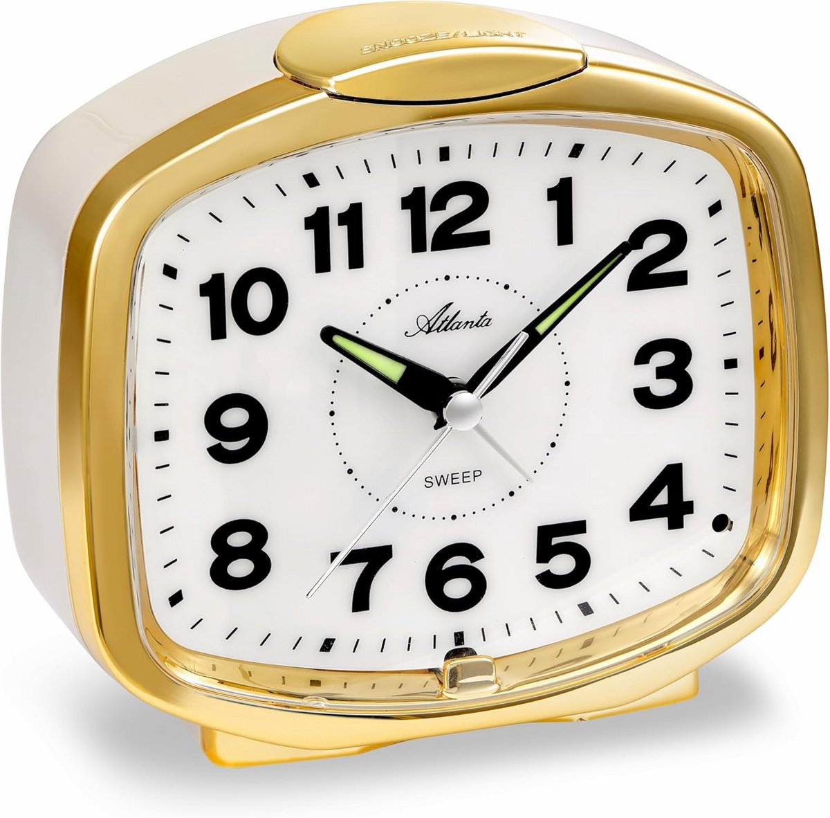 Luide klokwekker - Nachtlampje wekker - Wakker worden - Automatisch nachtlampje - 12 x 11 cm - Goud/beige