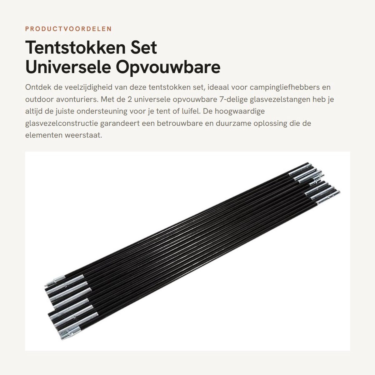 Dailygoods- Tentstokken Set - Duurzaam Glasvezel - Opvouwbaar Design - Camping Luifelstangen - Reserveonderdeel - Robuuste Structuur - Glasvezelstokken