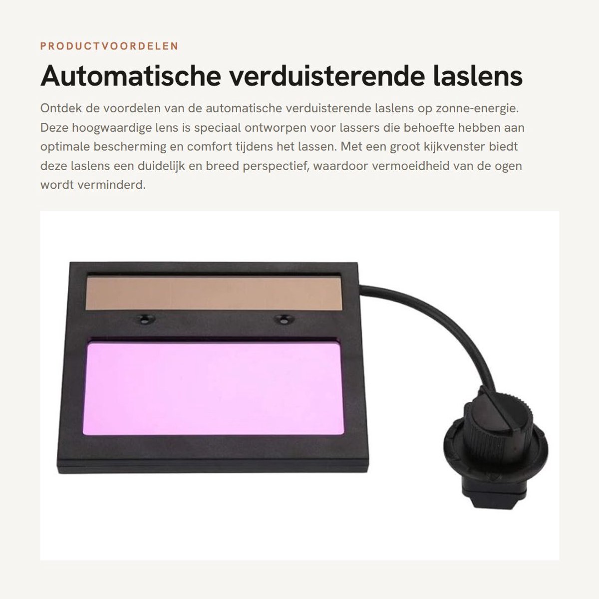 Dailygoods - Automatische verduisterende laslens - Zonne-energie - Groot kijkvenster - Hoogwaardige bescherming - Geschikt voor lassers - Zwarte lens