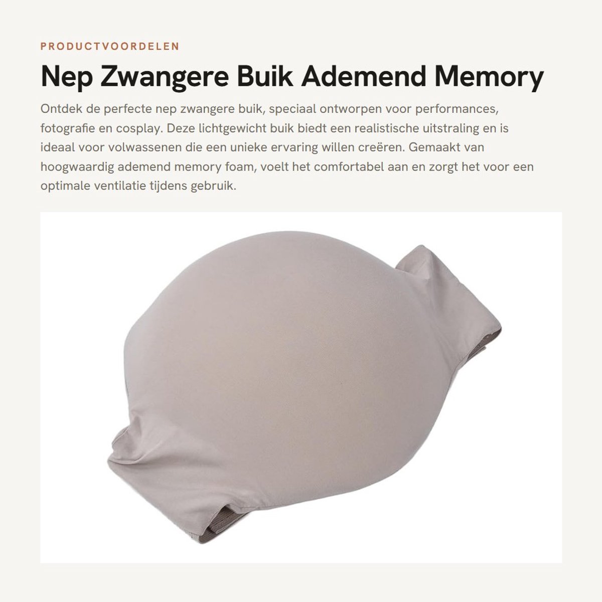 Dailygoods- Nep Zwangere Buik - Ademend Memory Foam - Lichtgewicht Valse Buik - Cosplay/Rekwisieten - Echte Ervaring - Gemakkelijk te Dragen