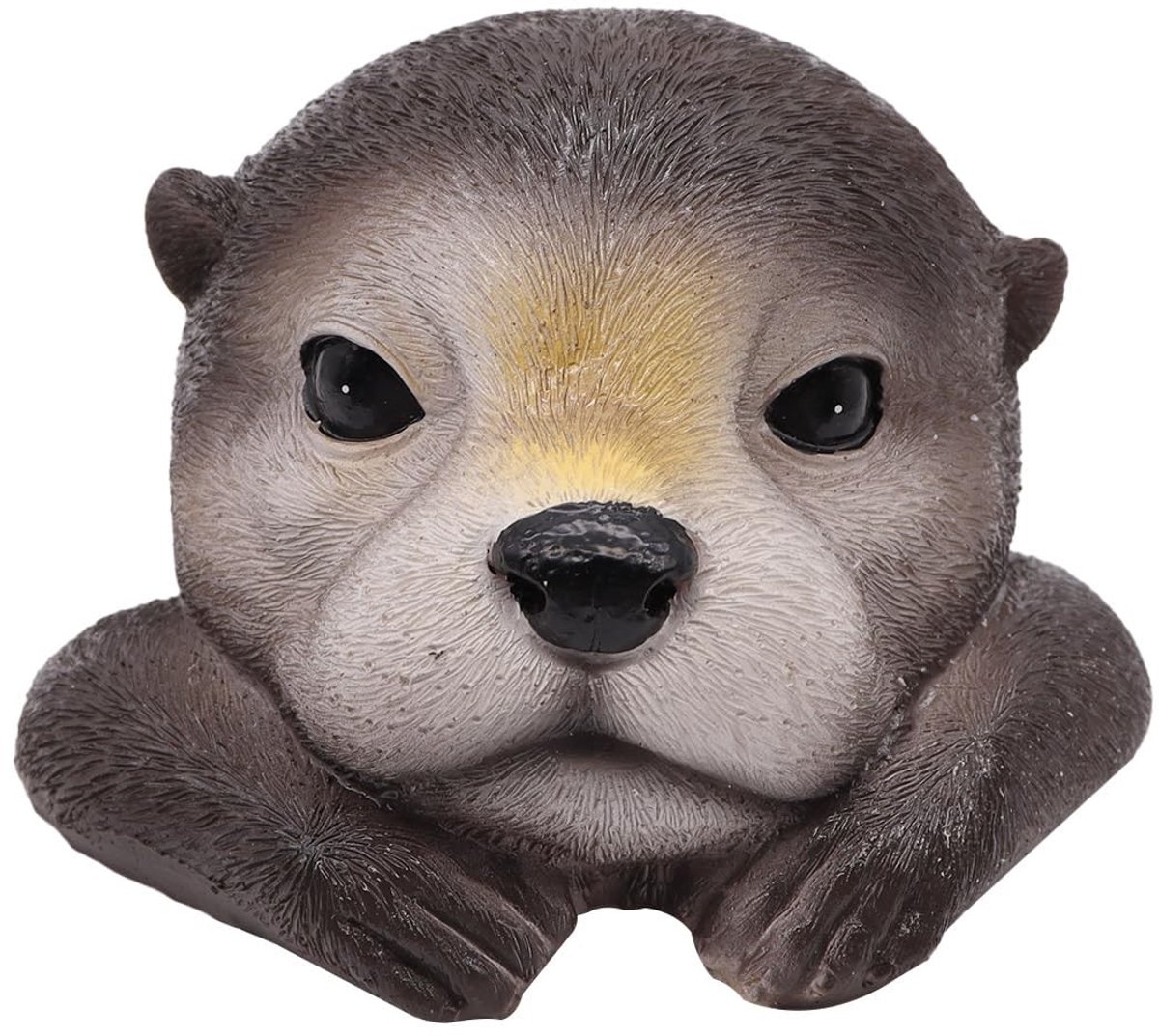Dailygoods- Otterkopbeeldhouwwerk Drijvend - Tuinbeelden voor Buiten - Buitenaquariumdecoratie - Tuindecoratie - Harsmateriaal - Afmetingen 15,5 x 14,7 x 8,9 cm