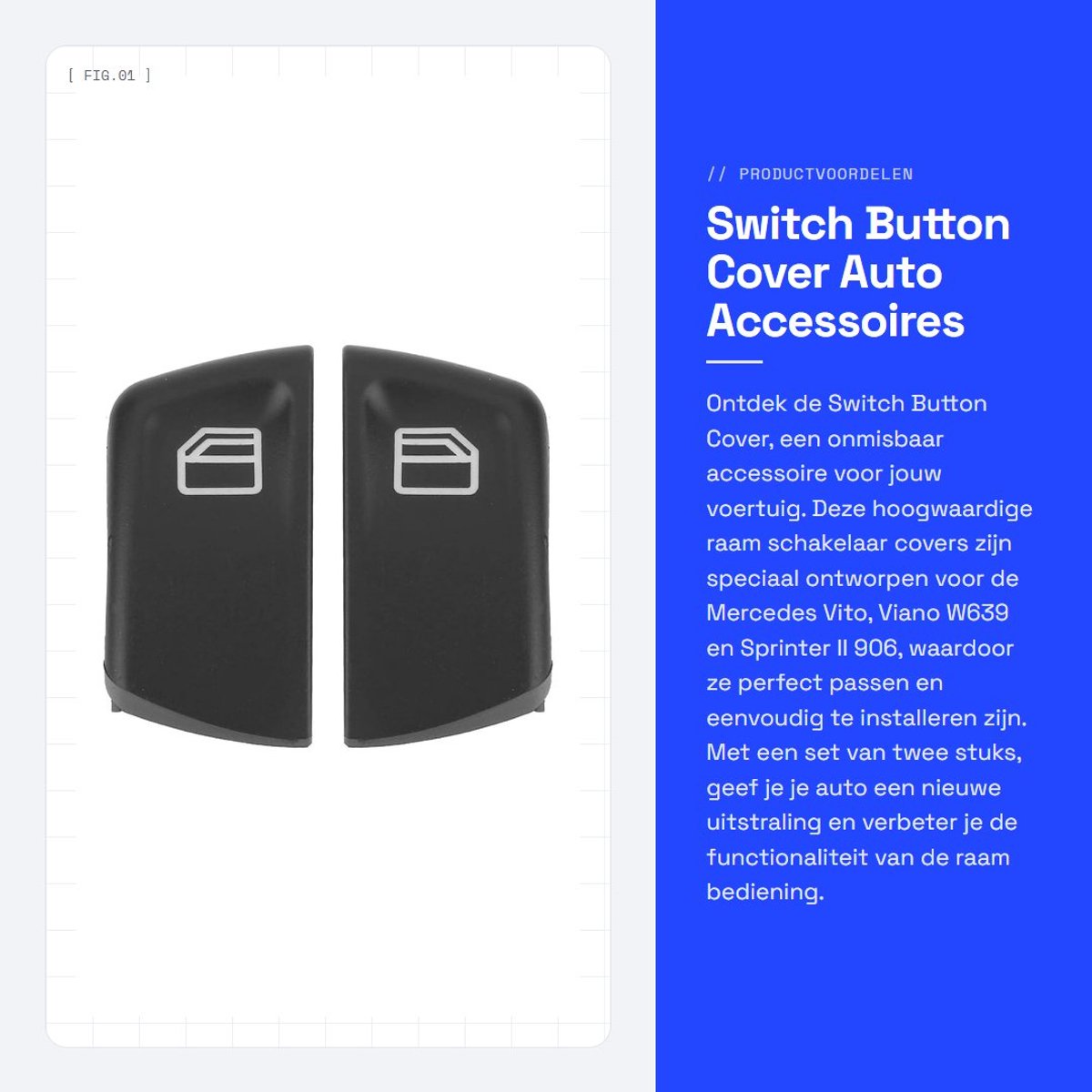 Dailygoods - Switch Button Cover - Auto Accessoires - Duurzaam en betrouwbaar - Zwart - Raam Schakelaar Cover - Verbeter je rijervaring - Geschikt voo...