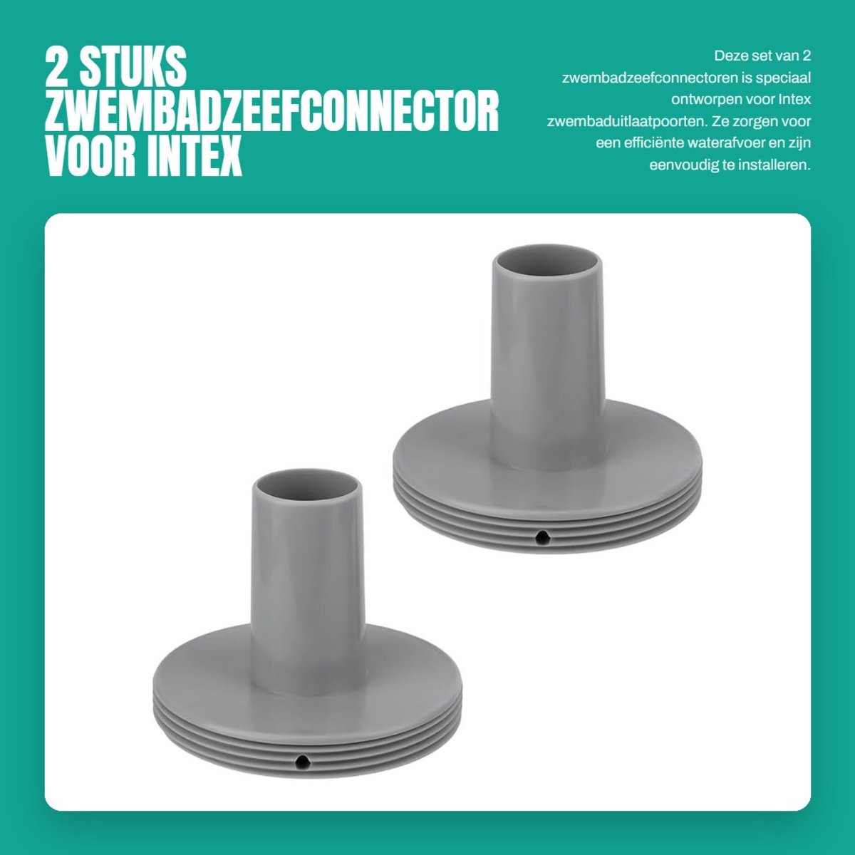 Dailygoods- Zeefconnector 2 Stuks - Vervanging voor Intex Zwembaduitlaatpoorten - PVC - 1-1/4" Fittingen - Grijs - Geschikt voor 26183MW/26165EH/26167E/26175EH/26191EH - Filterconnector