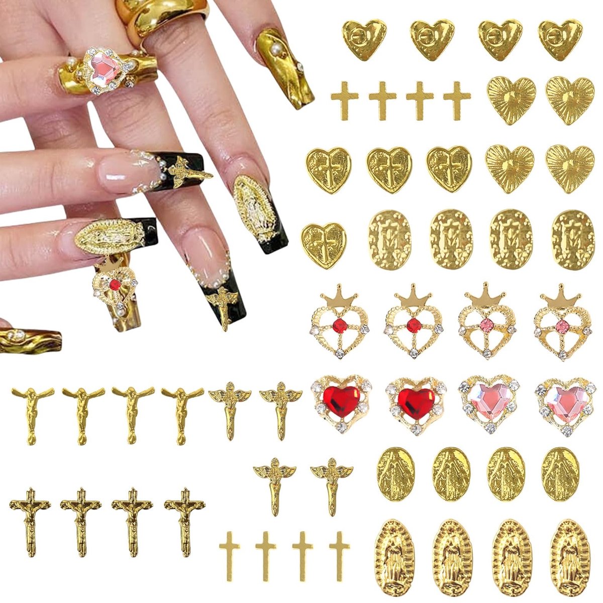 Dailygoods - 52 Stuks 3D Gouden Nagelbedels voor Luxe Nail Art Versieringen