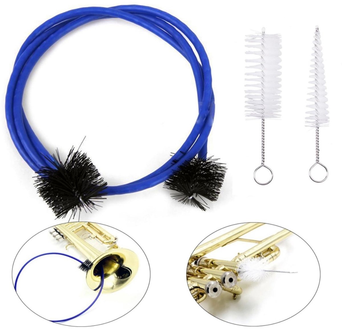 Dailygoods- Trombone Reinigingsset 3 Stuks - Trompetreinigingsborstel - Reinigingsborstel Blazers - Onderhoudsborstels - Flexibele Borstelharen - Effectieve Bescherming Instrumentcoating - Reinigingsborstels