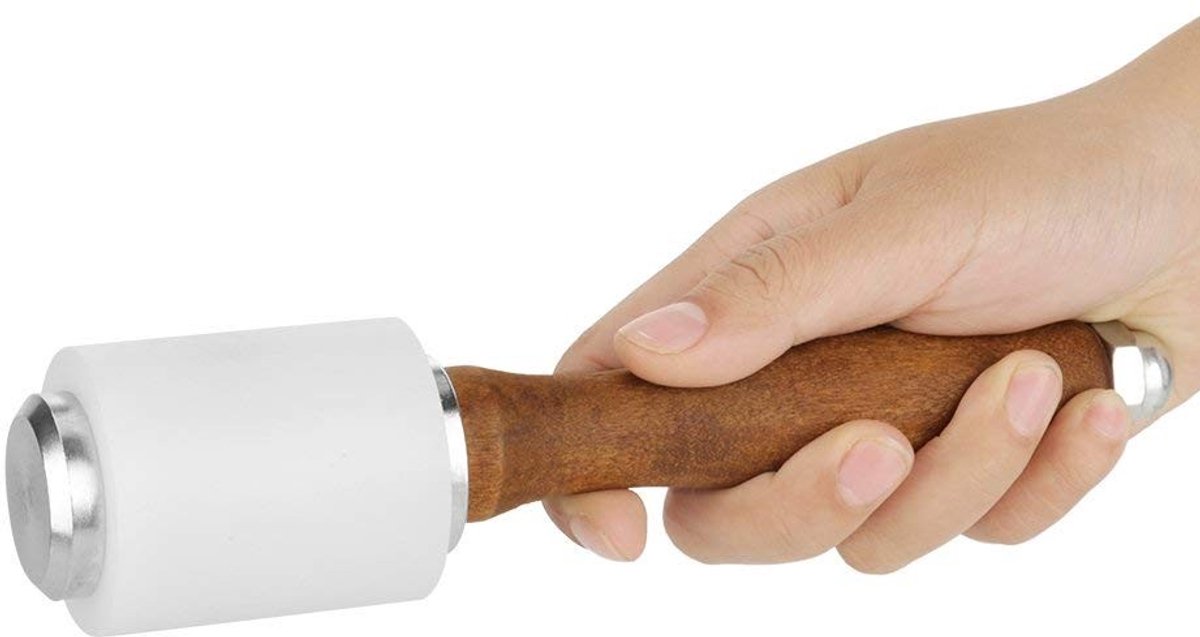 Dailygoods- Houten Hamerhandvat - Robuust/Natuurlijk Hout - Nylon/Staal - Lichtgewicht - Comfortabel - Voor Leerbewerking - Lederen Hamer