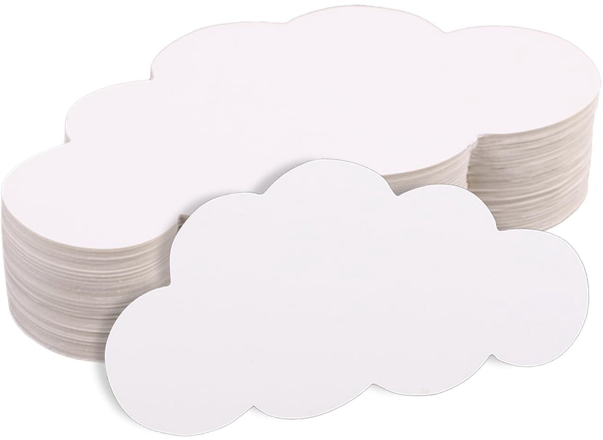 Dailygoods- Wolken Uitsparingen 200 Stuks - Dubbelzijdige Papieren Wolkenvormen - Muurdecoratie - Knutselklas Decoratie - Doe-Het-Zelf Prikbord - 10x5 cm