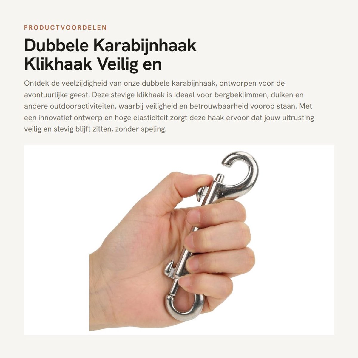 Dailygoods- Dubbele Karabijnhaak Roestvrij Staal - Grendelslot - Boutsnapper - Duikclips - Bergbeklimmen - Corrosiebestendig - Veilig in Gebruik - Haak