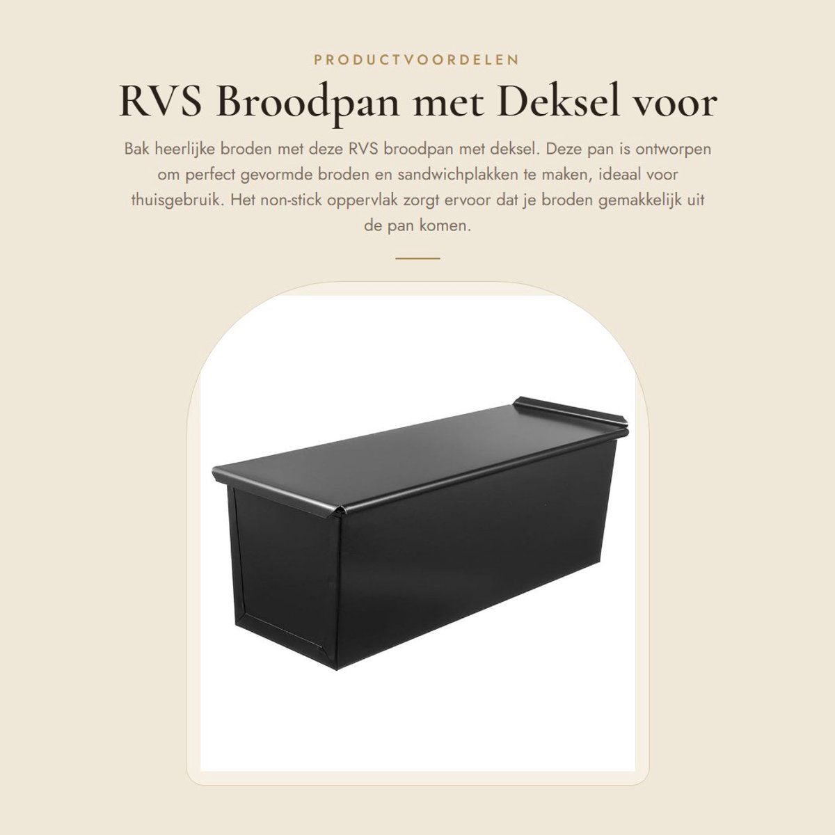 Dailygoods- Broodpan met Deksel - RVS Antiaanbaklaag - Broodvorm voor in de Oven - Bakvorm voor Sandwichbrood - Lichtgewicht en Eenvoudig Schoon te Maken