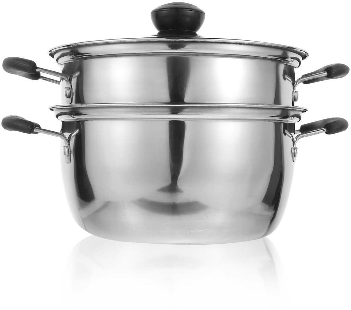 Dailygoods- Stoomkoker Stapelbaar - Roestvrij Staal - Soeppan - Aardappelstomer - Geschikt voor Inductie - Diameter 18 cm - Stoompan