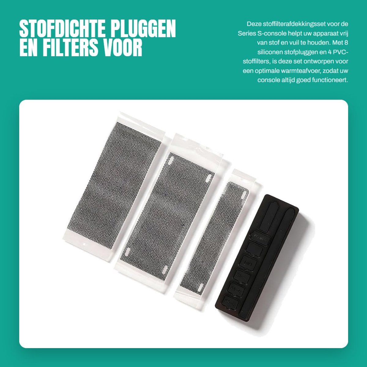 Dailygoods- Stoffilterafdekkingsset - 8 Siliconen Stofpluggen - 4 PVC-Stoffilters - Anti-stofkap - Warmteafvoer - Eenvoudig te Installeren