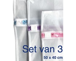 Waszak - Wasnetten voor de wasmachine 3x - microvezeldoek 1x - Wit - Roze - Blauw - Paars - 50 x 40 cm - Incl. verzenden - Ritssluiting - Wasnetjes - Washing Bag - Waszakken - Wasnetje bh lingerie - Transparant - 100% polyester - Wasmachine