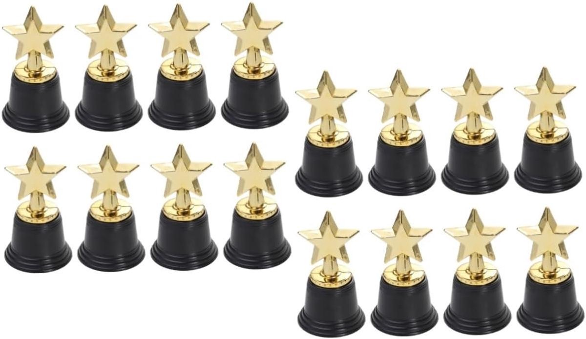 Mini Trofee Bekers - Kinderprijzen - Prijsuitreikingen - Met Sterbeeldje - 16 Stuks - Goud