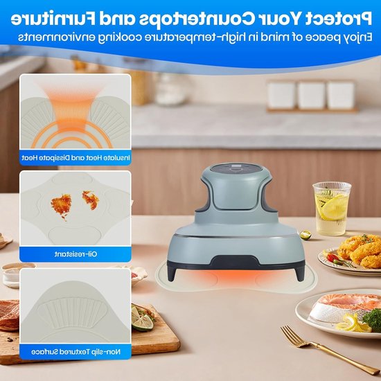 Siliconen Isolatiemat voor Airfryer - Hittebestendig, Antislip en Duurzaam in Beige — afbeelding 5