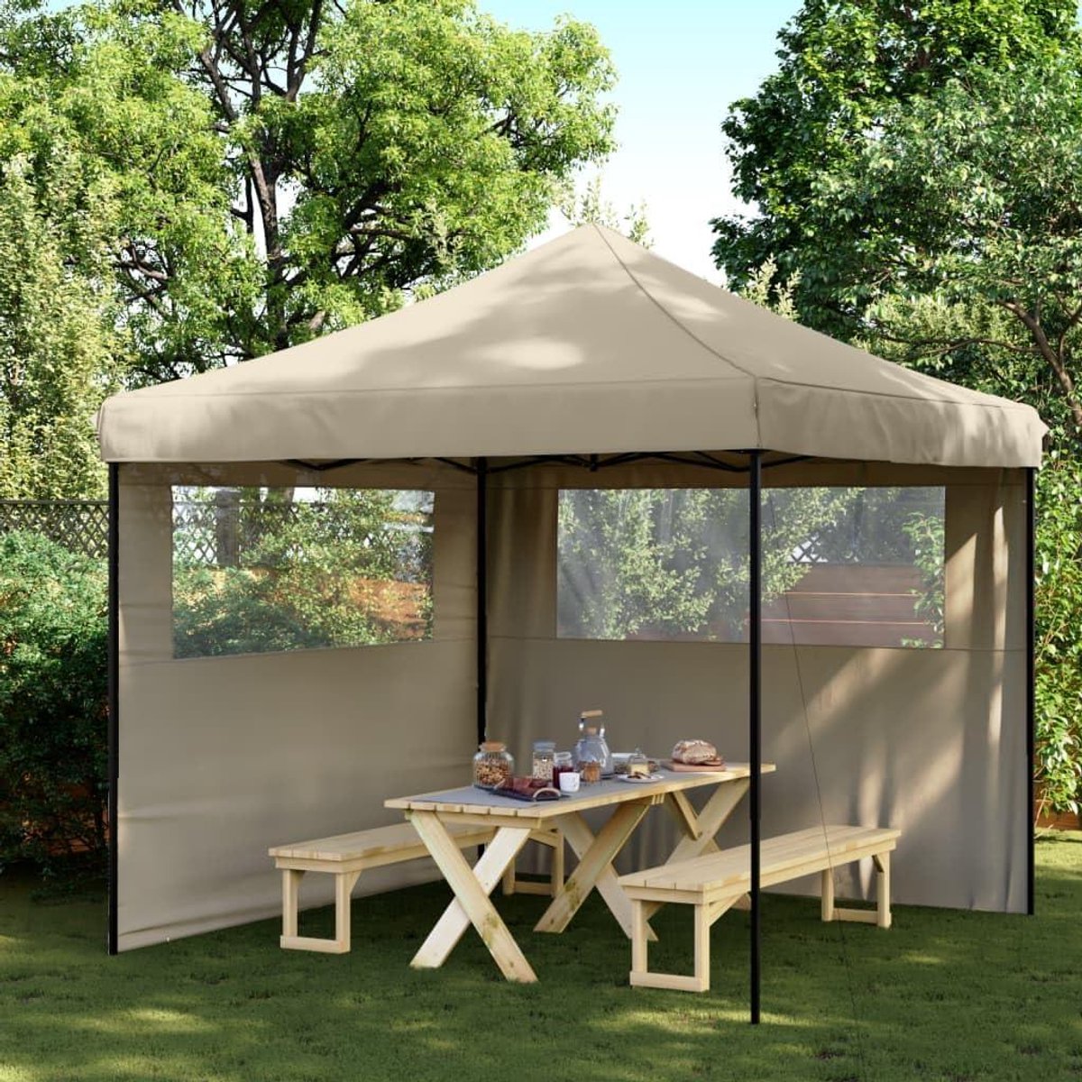 Opvouwbare Partytent - Pop-up Tent - Feesten Buiten - Snel Opzetbaar - 292 x 292 cm - Taupe