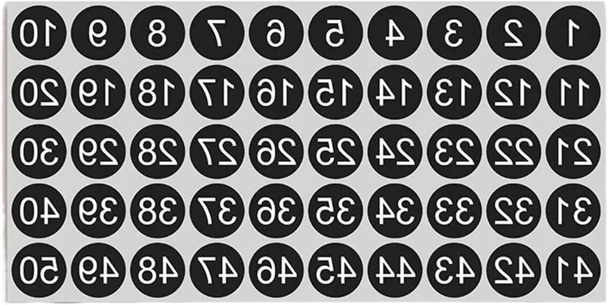 Digitale Stickers - Nummer Etiketten - Objecten Sorteren - Sterke Lijm - 1-100 Nummers - Zwart