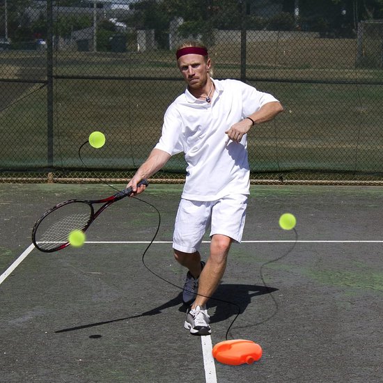 Tennis oefentrainer - Solo trainer - Tennis trainen - Springbasis met koord - Compact formaat - N.v.t. — afbeelding 2